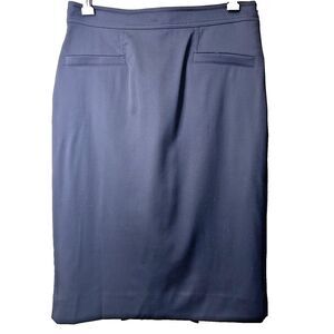 Carlisle Women's Navy Blue Wool Blend Fitted Knee-Length Pencil Skirt Sz 2